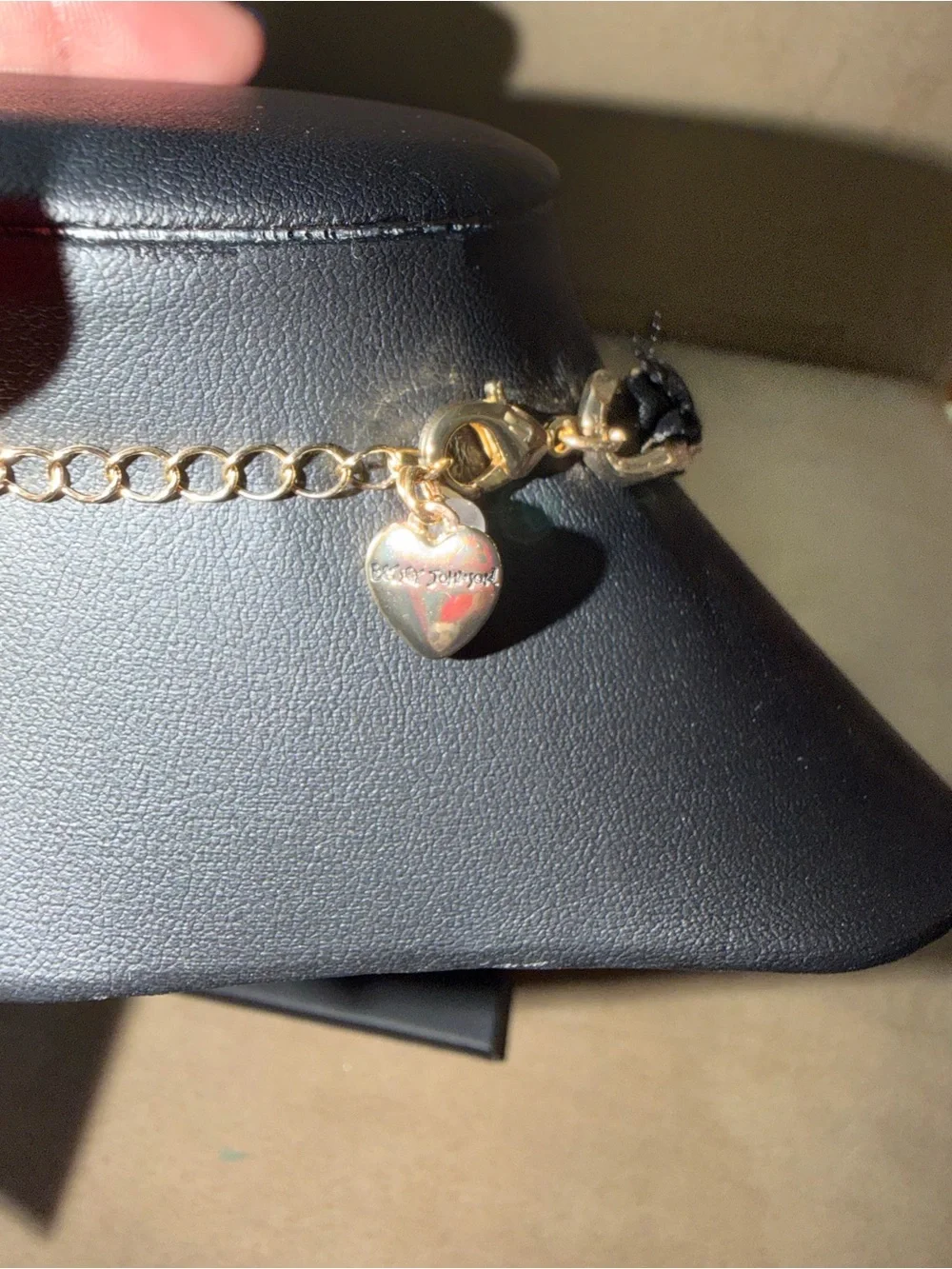 Betsey Johnson Black and Gold Chain Charm Necklace with Multicolor Charms